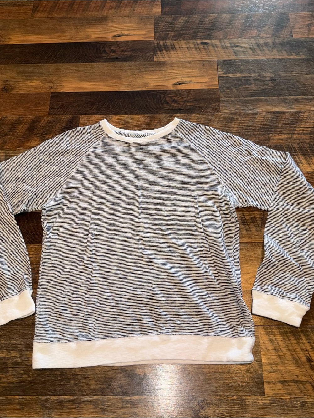 Billy Reid Blue and White Striped Crewneck Sweater
